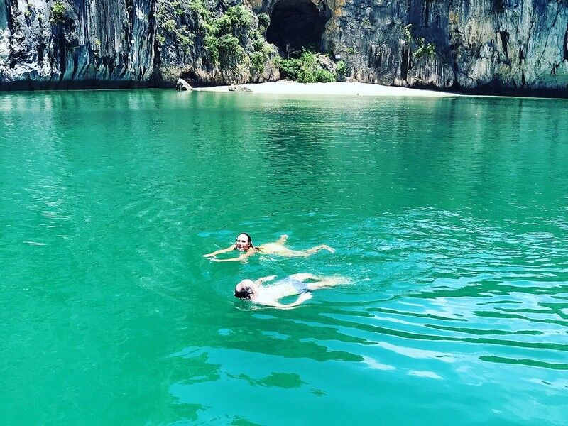 Swimming in ha long bay.